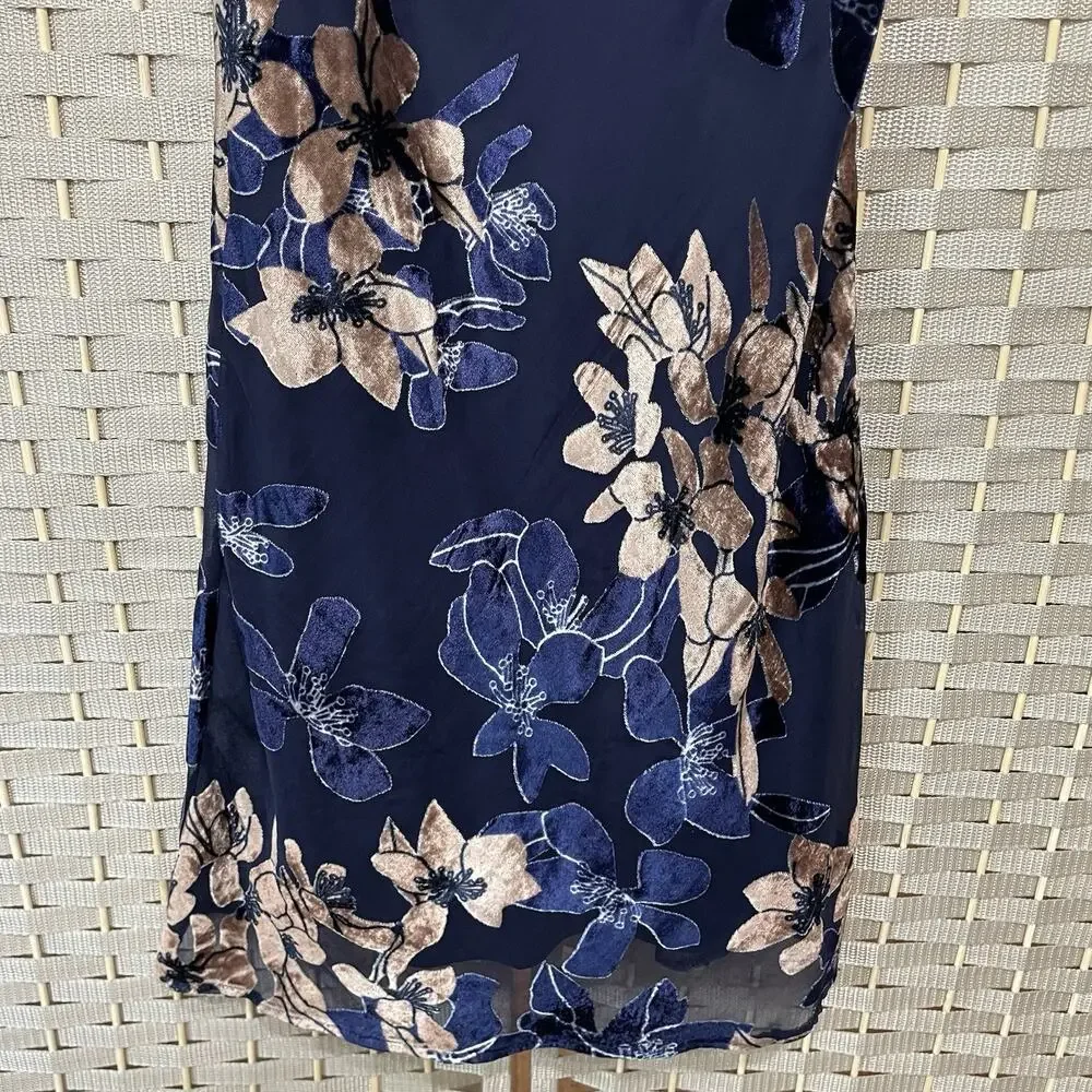 Saints + Secrets Strappy Mini Slip Dress Size S Navy Velvet Burnout Lined NEW - Picture 4 of 12